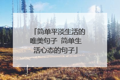 简单平淡生活的唯美句子 简单生活心态的句子