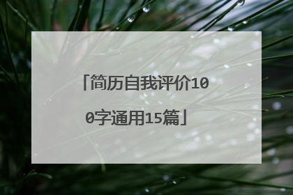 简历自我评价100字通用15篇