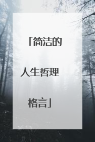 简洁的人生哲理格言