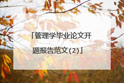 管理学毕业论文开题报告范文(2)