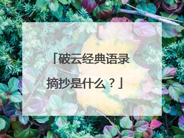破云经典语录摘抄是什么？