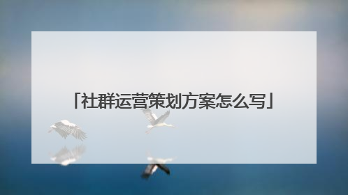 社群运营策划方案怎么写