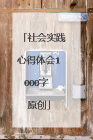 社会实践心得体会1000字 原创