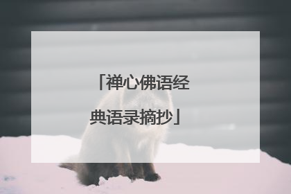 禅心佛语经典语录摘抄