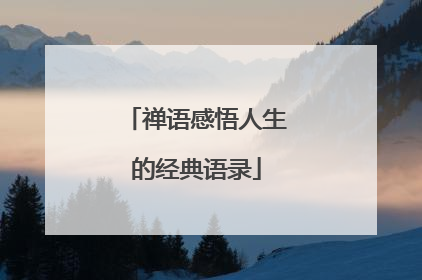 禅语感悟人生的经典语录