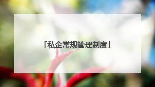 私企常规管理制度