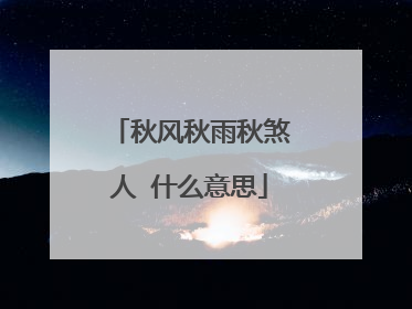 秋风秋雨秋煞人 什么意思