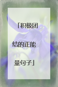 积极团结的正能量句子