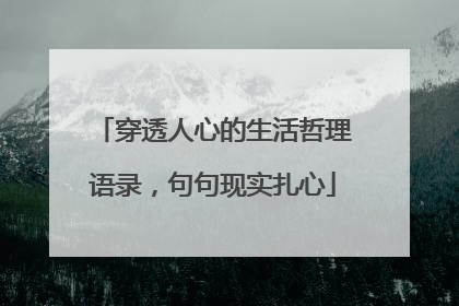 穿透人心的生活哲理语录，句句现实扎心