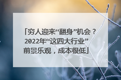 穷人迎来“翻身”机会？2022年“这四大行业”前景乐观，成本很低