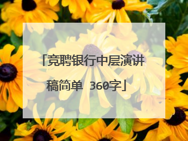 竞聘银行中层演讲稿简单 360字