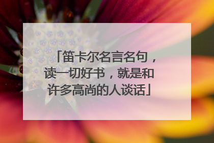 笛卡尔名言名句，读一切好书，就是和许多高尚的人谈话