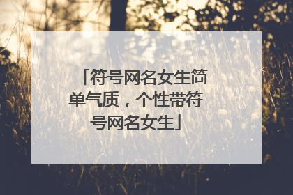 符号网名女生简单气质,个性带符号网名女生