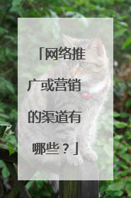 网络推广或营销的渠道有哪些?