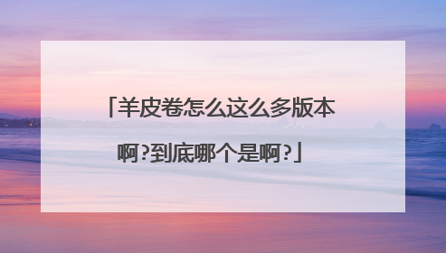 羊皮卷怎么这么多版本啊?到底哪个是啊?