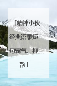 精神小伙经典语录短句霸气、押韵