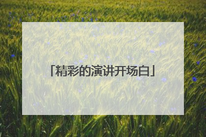 精彩的演讲开场白