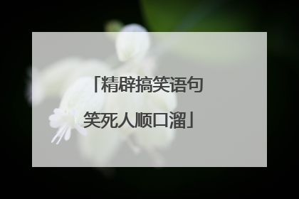 精辟搞笑语句笑死人顺口溜