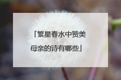 繁星春水中赞美母亲的诗有哪些