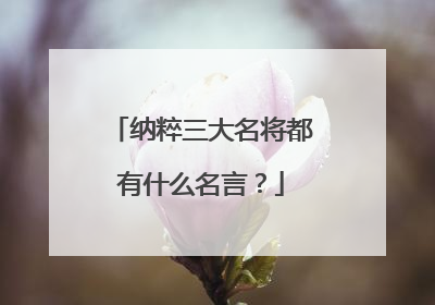 纳粹三大名将都有什么名言？