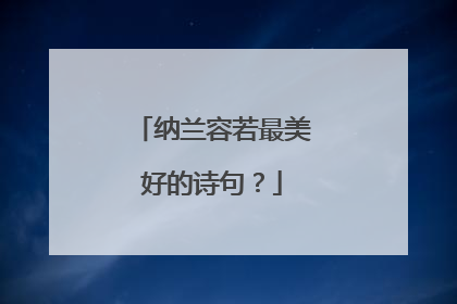 纳兰容若最美好的诗句？