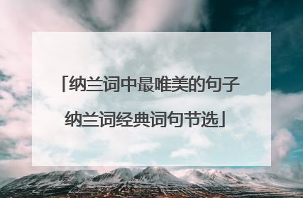 纳兰词中最唯美的句子 纳兰词经典词句节选