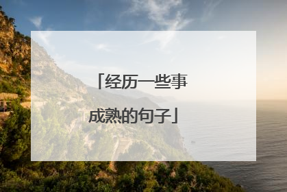 经历一些事成熟的句子