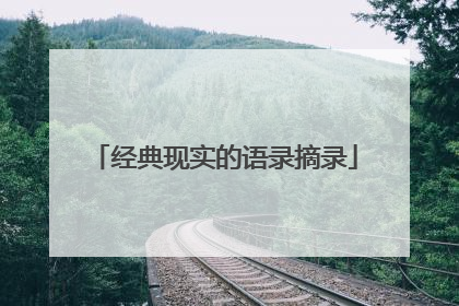 经典现实的语录摘录