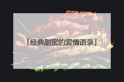 经典甜蜜的爱情语录
