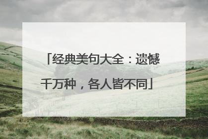 经典美句大全：遗憾千万种，各人皆不同