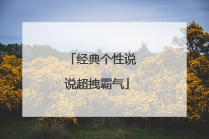 经典个性说说超拽霸气