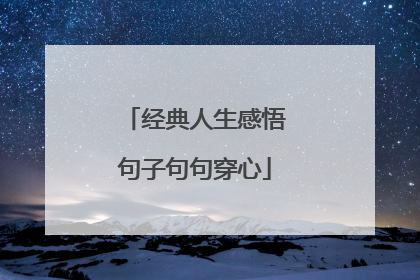 经典人生感悟句子句句穿心