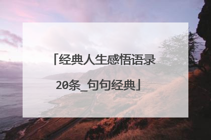 经典人生感悟语录20条_句句经典