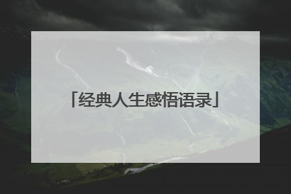 经典人生感悟语录