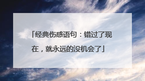 经典伤感语句：错过了现在，就永远的没机会了