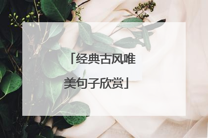 经典古风唯美句子欣赏