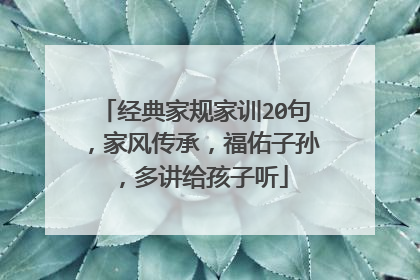 经典家规家训20句，家风传承，福佑子孙，多讲给孩子听