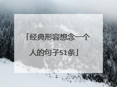 经典形容想念一个人的句子51条