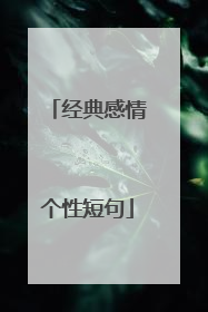 经典感情个性短句