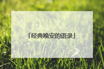 经典晚安的语录