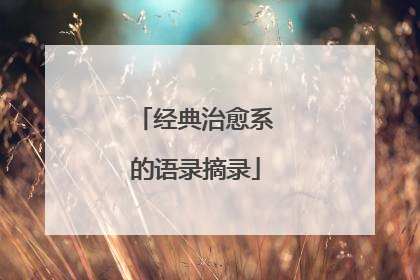 经典治愈系的语录摘录