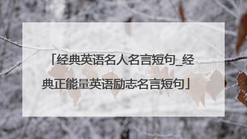 经典英语名人名言短句_经典正能量英语励志名言短句