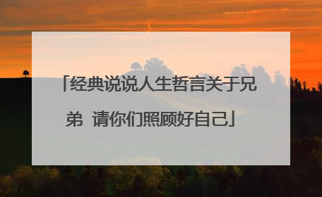 经典说说人生哲言关于兄弟 请你们照顾好自己