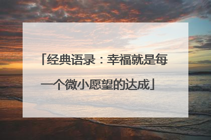 经典语录：幸福就是每一个微小愿望的达成