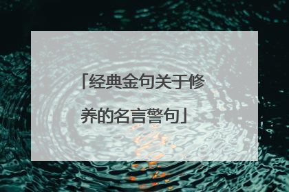 经典金句关于修养的名言警句