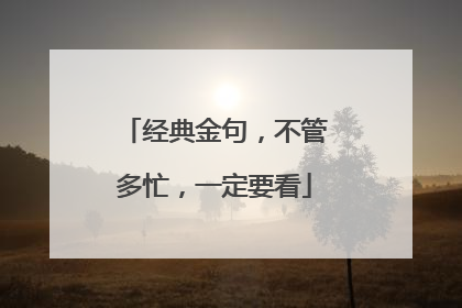 经典金句，不管多忙，一定要看