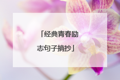 经典青春励志句子摘抄