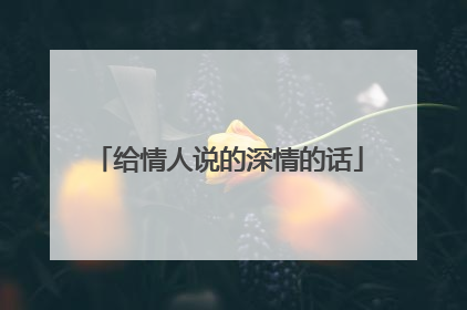 给情人说的深情的话