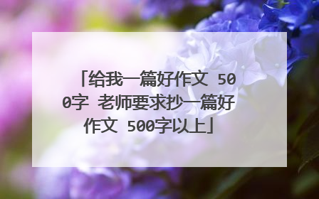 给我一篇好作文 500字 老师要求抄一篇好作文 500字以上