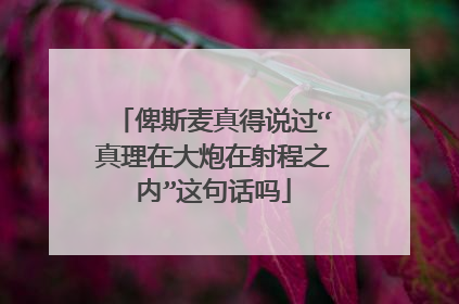 俾斯麦真得说过“真理在大炮在射程之内”这句话吗
